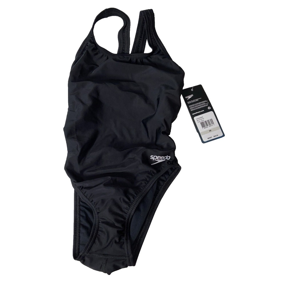 Speedo Pro LT Swimsuit Youth 26 Black Girls One Piece Swimwear 88191481001